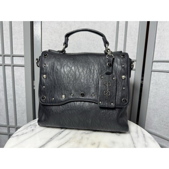 Jessica Simpson Skye FLP Xbody Tote Crossbody Bag Santori/Black Beaded Studded - Picture 3 of 11